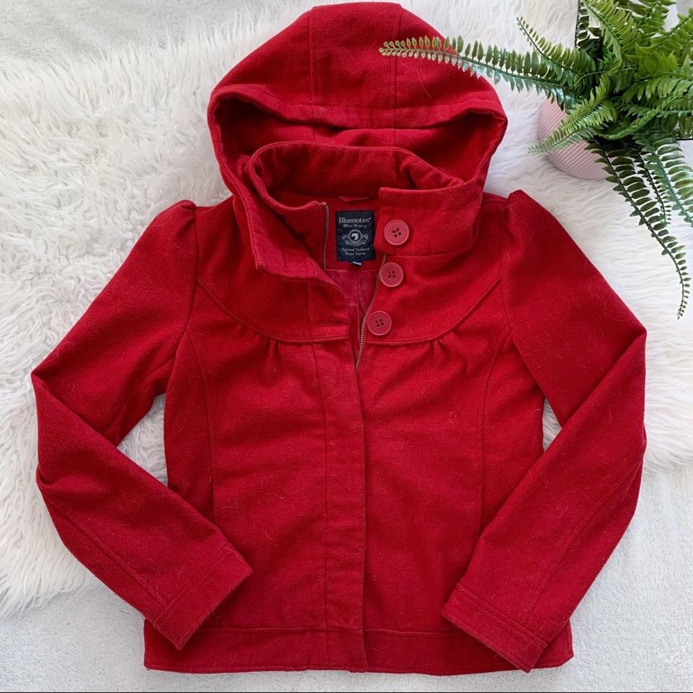 Cute red hooded jacket